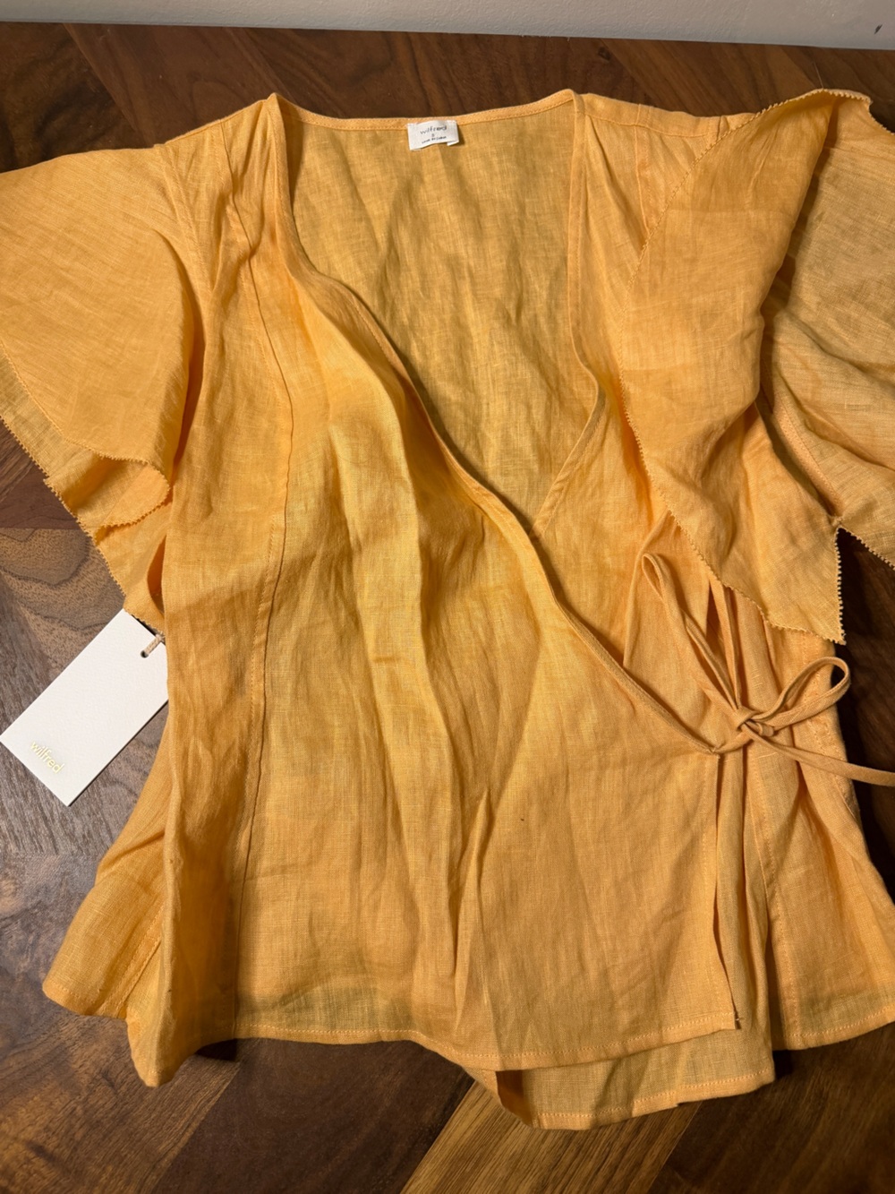 Aritzia Wilfred peach Linen Tie-Waist Top - Picture 1 of 2